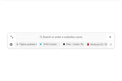 Sail browser search bar with a row of saved website tabs below it – sail