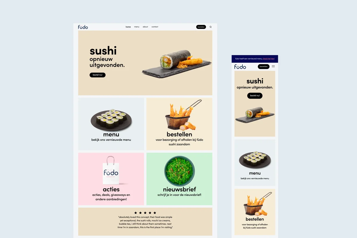 fudo-sushi – Fūdo Sushi website design showcasing the menu and brand story