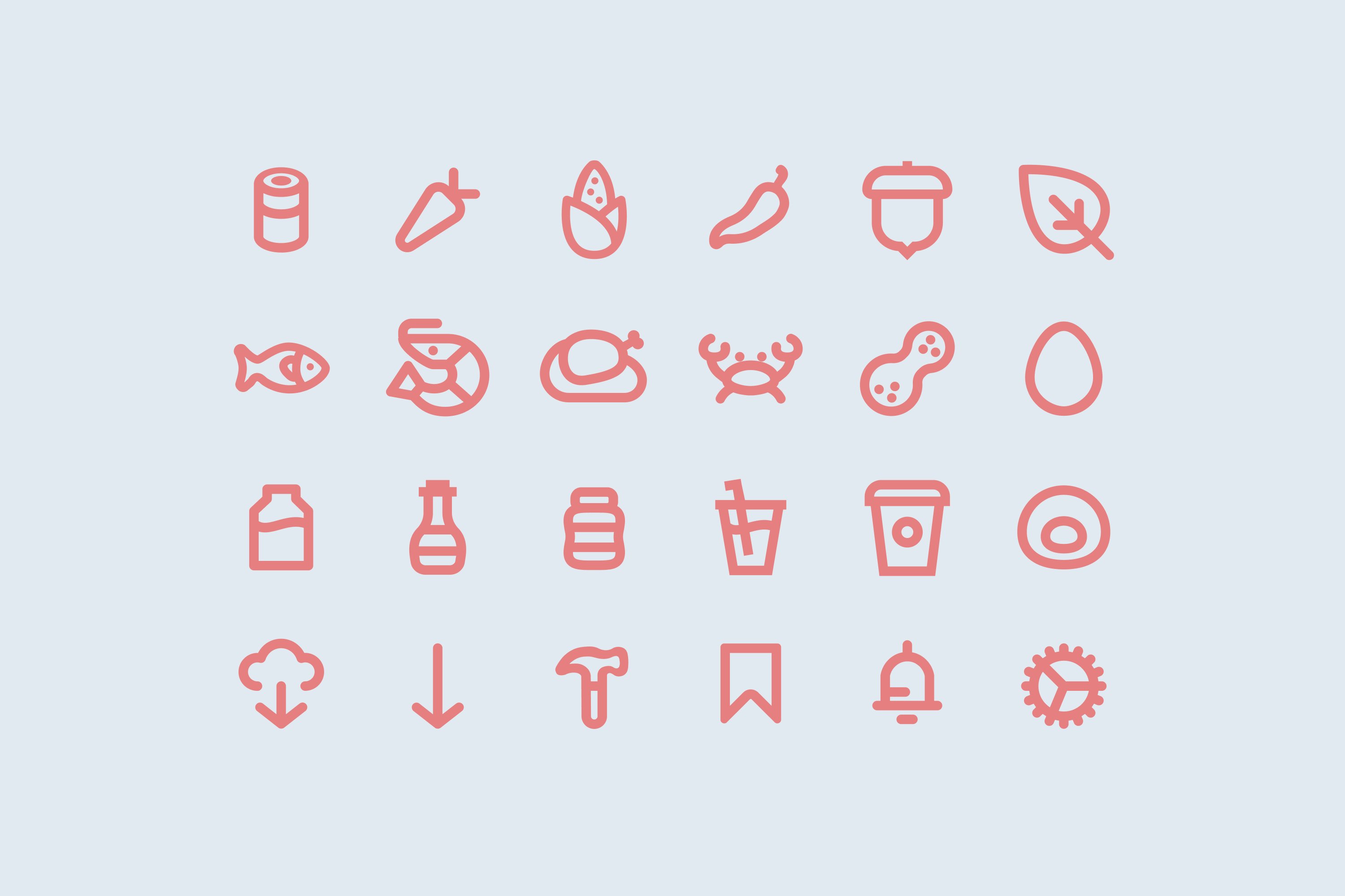 Custom icon set designed for the Fūdo Sushi brand