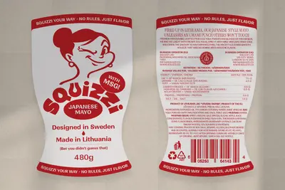 Flattened Squizzi extra virgin olive oil bottle label dieline – squizzi