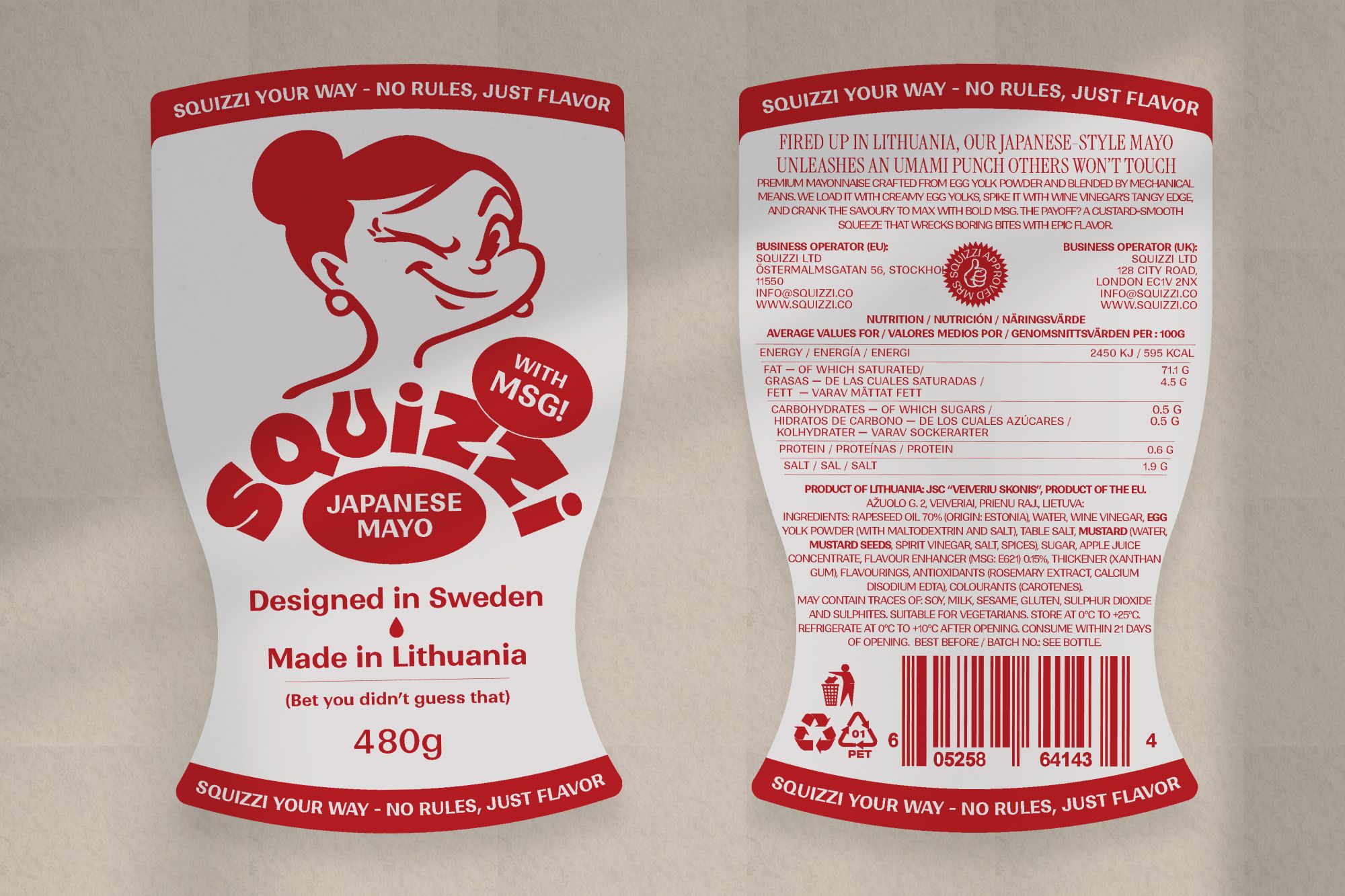 Flattened Squizzi extra virgin olive oil bottle label dieline