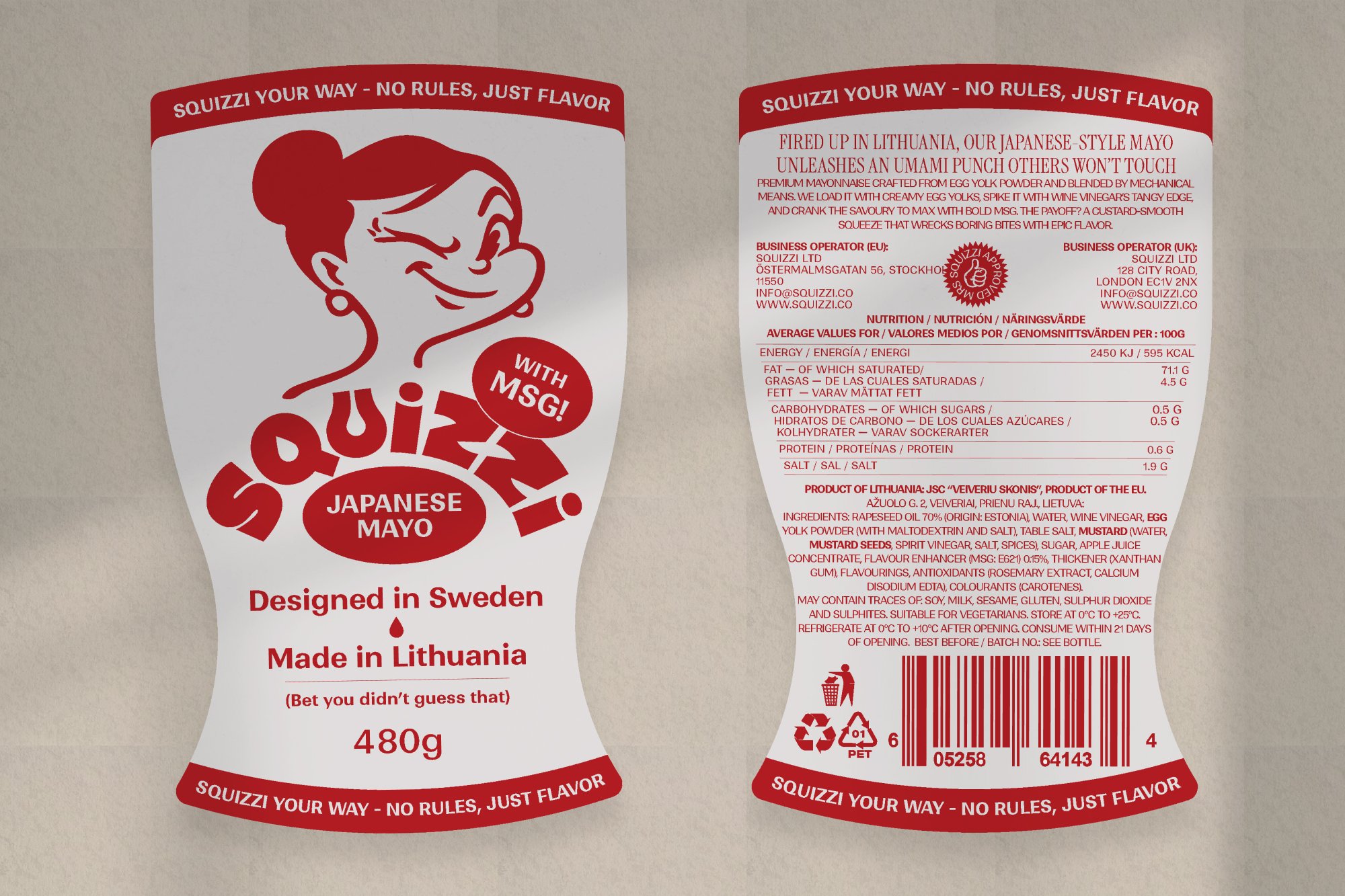 Flattened Squizzi extra virgin olive oil bottle label dieline