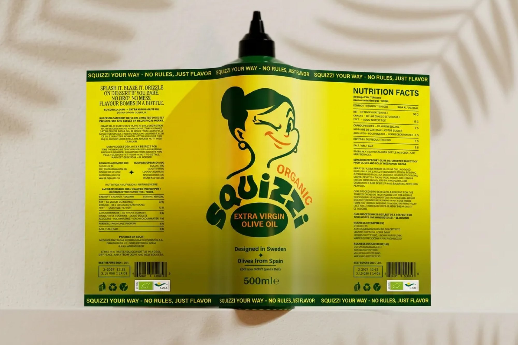 Squizzi olive oil sub roll on branded wrapper with approval sticker