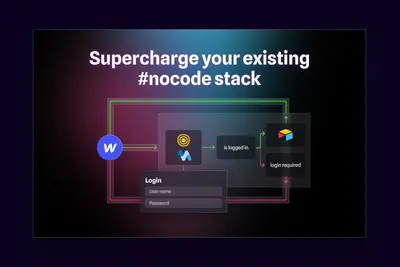 Alphi graphic showing it supercharging an existing nocode stack – alphi
