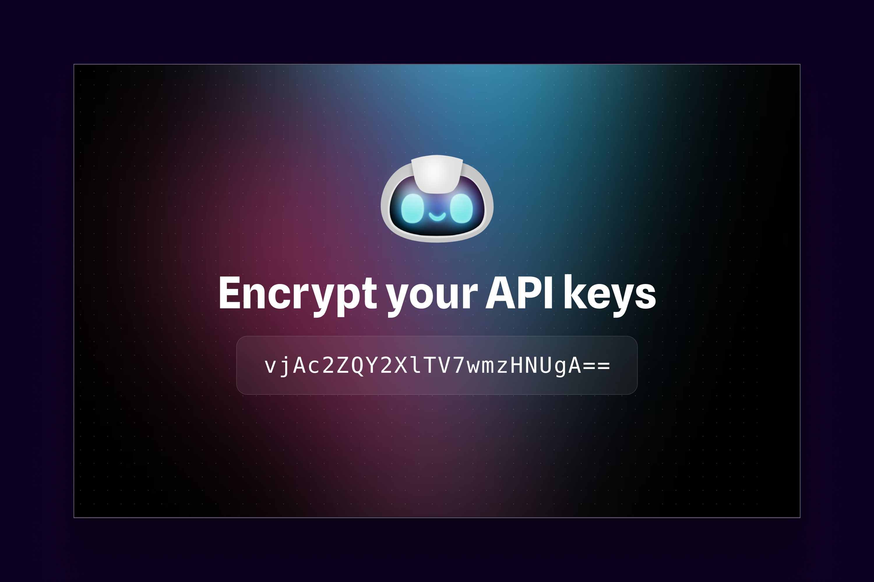 Alphi graphic on encrypting API keys with robot mascot