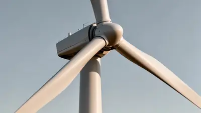Close-up of a wind turbine hub against pale sky – american-terawatt