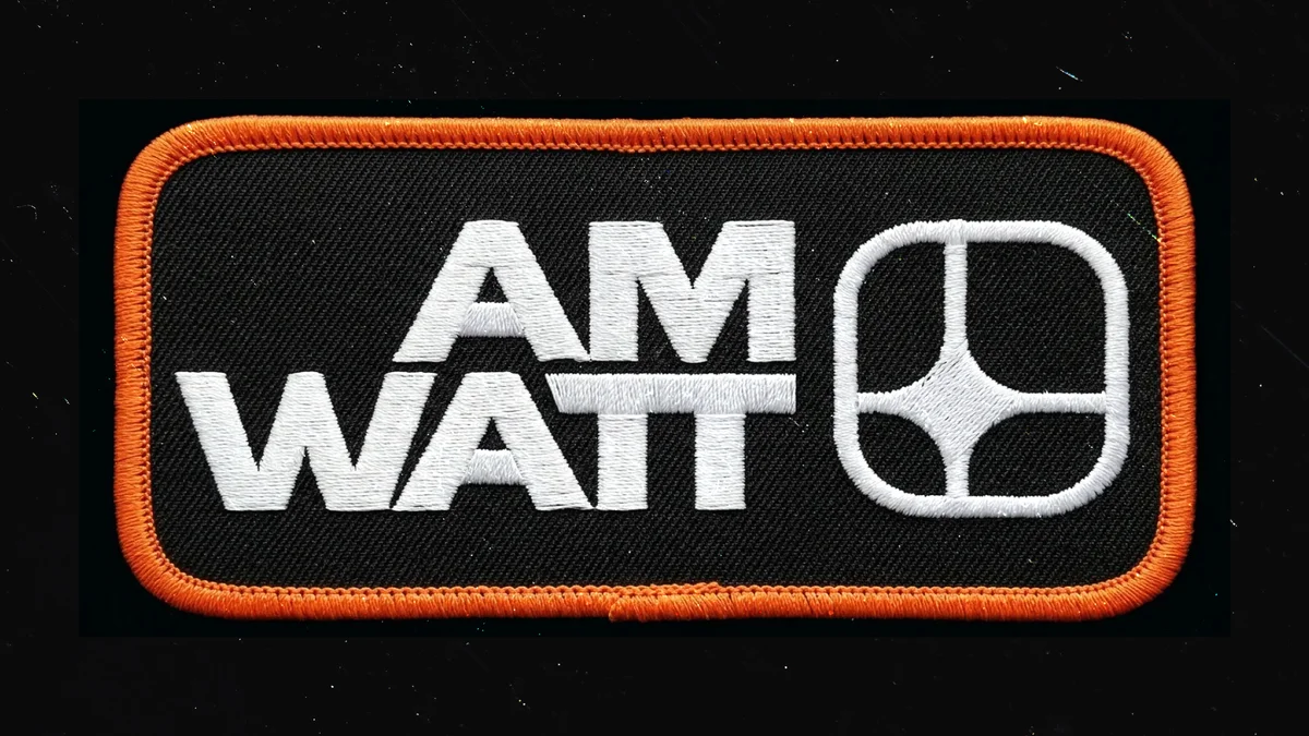 american-terawatt – AM Watt embroidered patch with orange border on black