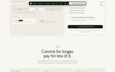 Three term cards, monthly, one year and three year, under Commit for longer, pay for less of it – arwell