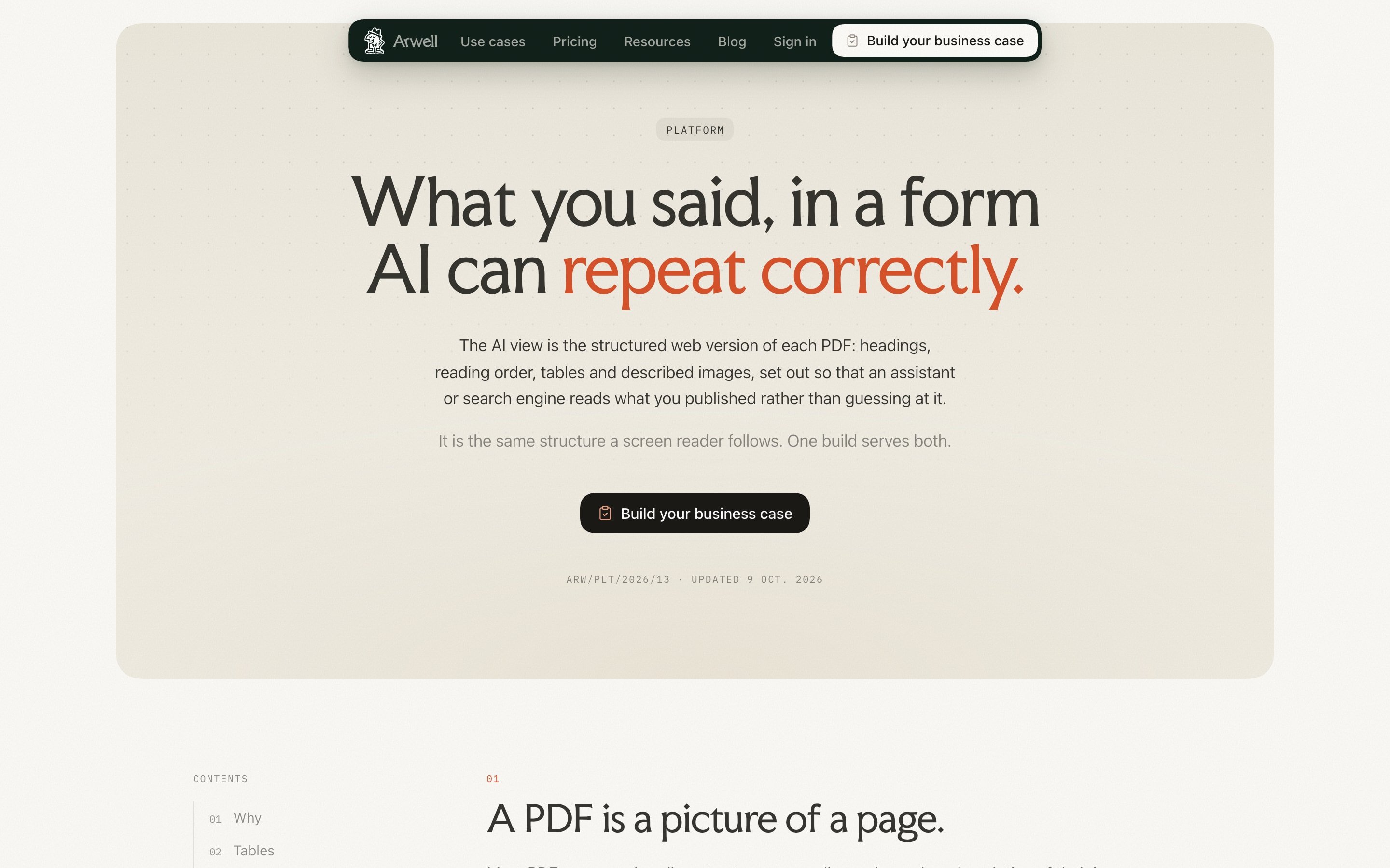 Platform page for the AI view: What you said, in a form AI can repeat correctly
