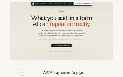 Platform page for the AI view: What you said, in a form AI can repeat correctly – arwell