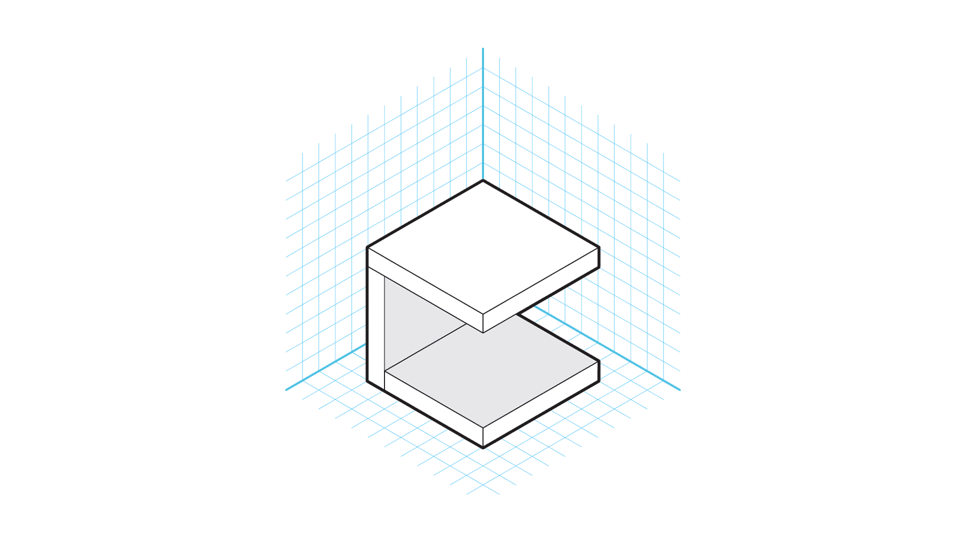 Animated isometric line drawing of a Bijzonder side table
