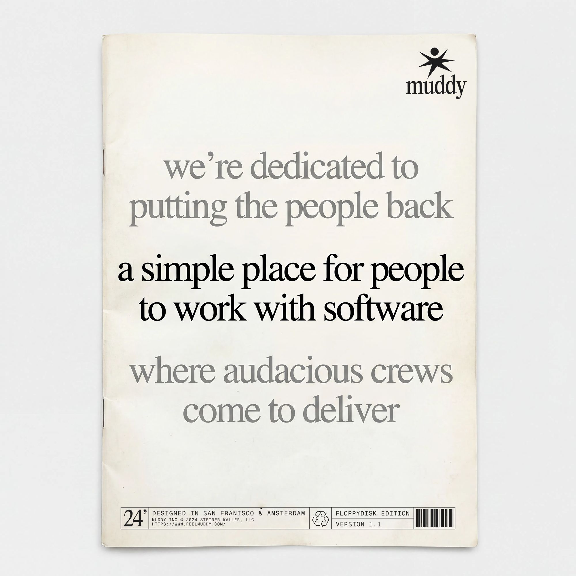 Muddy booklet with quote
