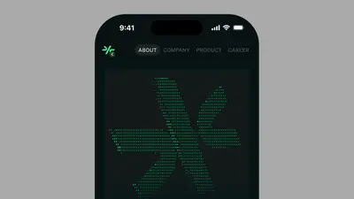 Close-up of Comulate mobile header and animated asterisk mark – comulate