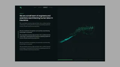 Comulate Product page with green particle trail visual – comulate