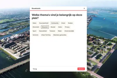 CrowdBuilding themes questionnaire over an aerial housing view – crowdbuilding-v1