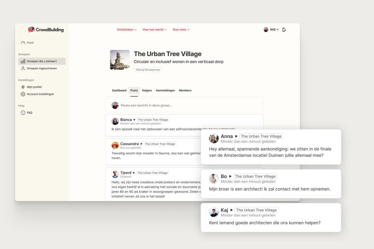 crowdbuilding-v1 – The Urban Tree Village group feed with member posts