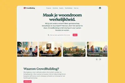 CrowdBuilding homepage with project cards and search bar – crowdbuilding-v2