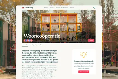Wooncooperatie project page with editorial banner – crowdbuilding-v2