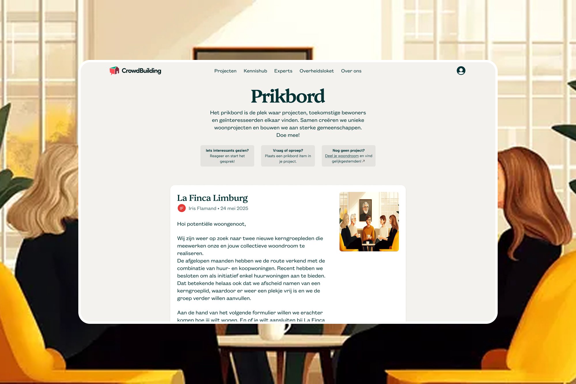 Prikbord community message board on CrowdBuilding
