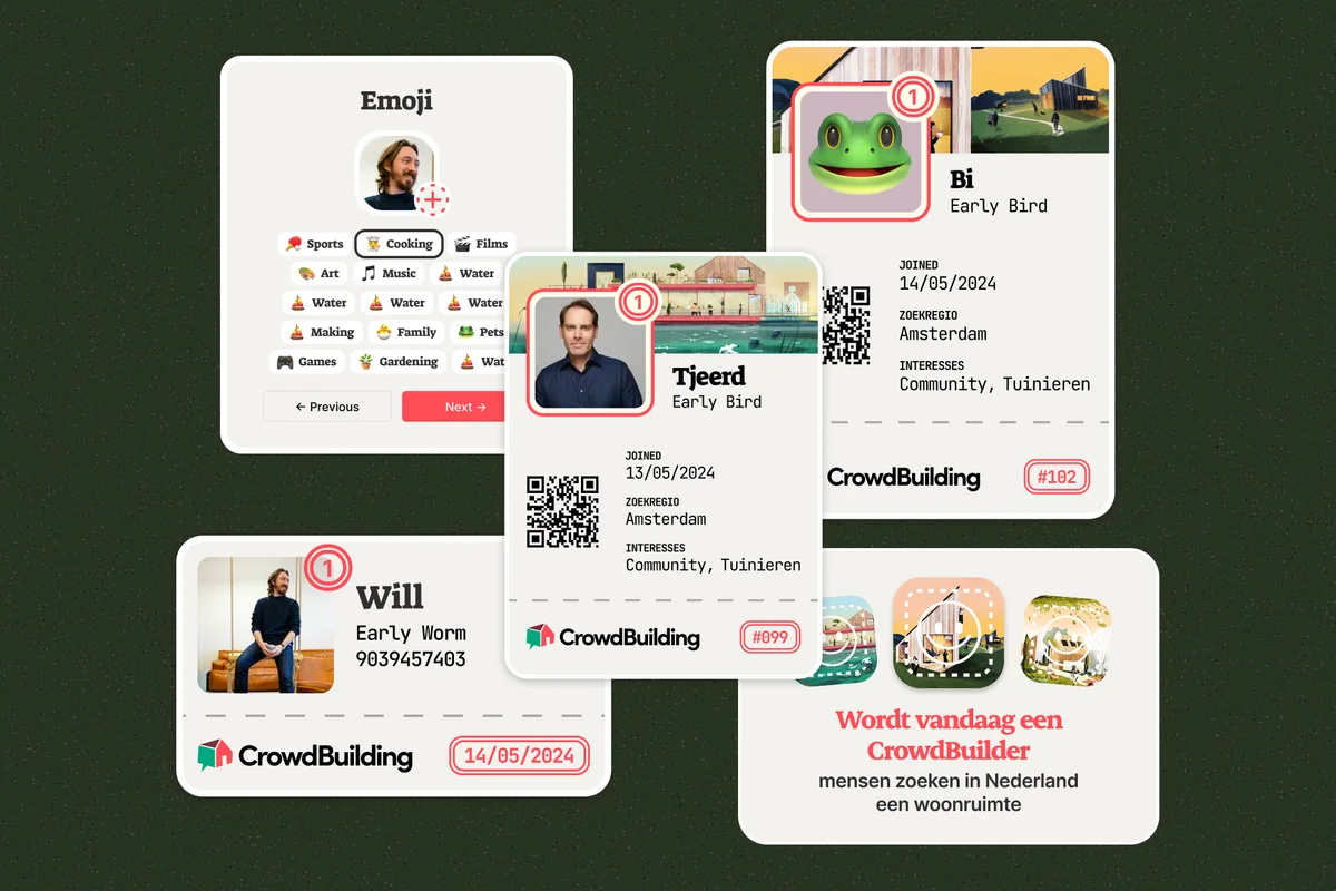 crowdbuilding-v2 – CrowdBuilding membership cards with avatars and emoji picker
