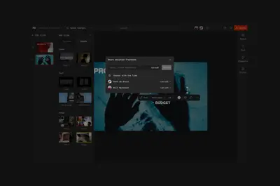 Frameset editor with share treatment dialog and collaborators – frameset