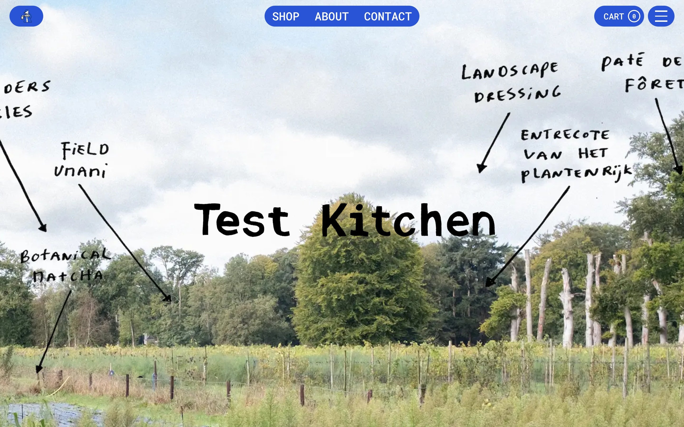 Test Kitchen page with hand-written flavour notes arrowed across a field