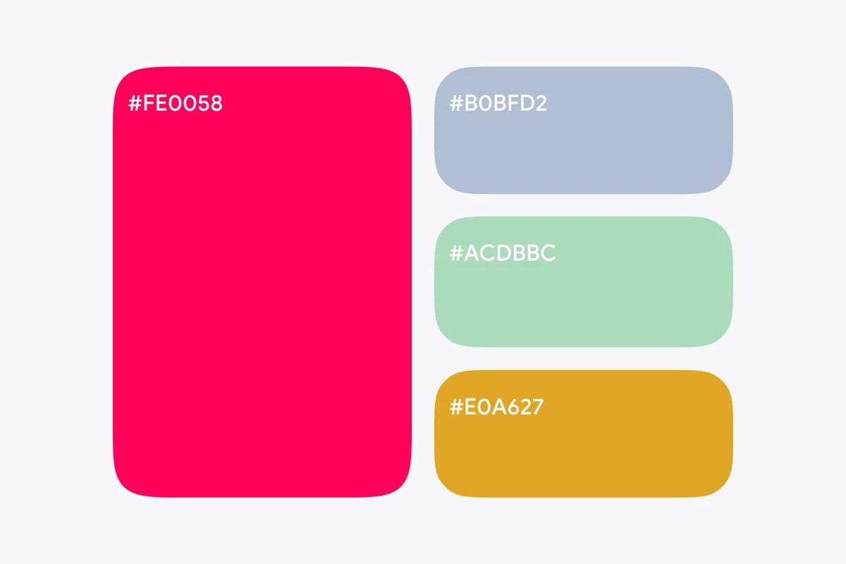 google-reach – Google Reach colour palette with pink, blue, green and gold swatches