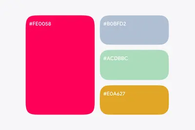 Google Reach colour palette with pink, blue, green and gold swatches – google-reach