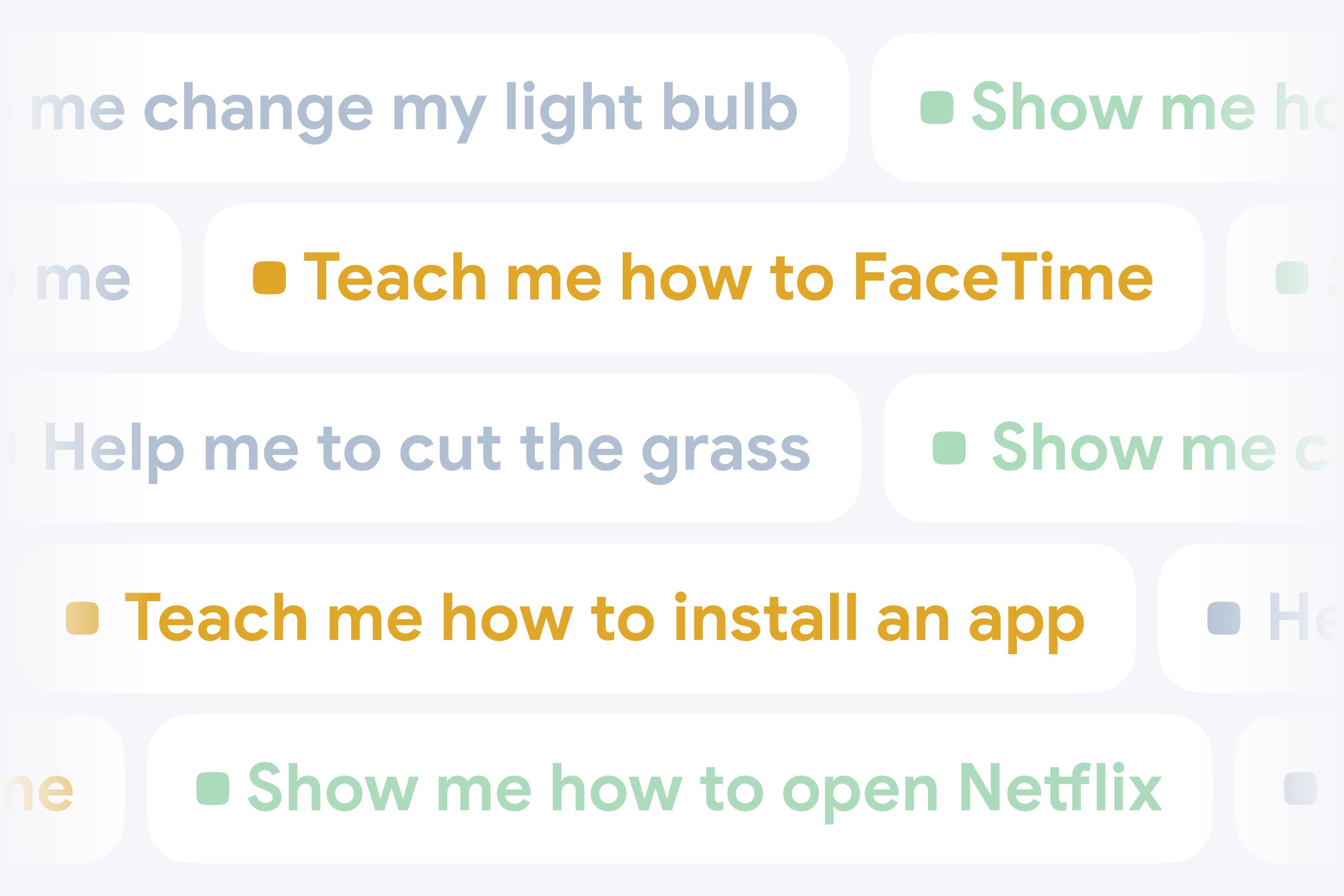 Sample Google Reach requests like teach me how to FaceTime