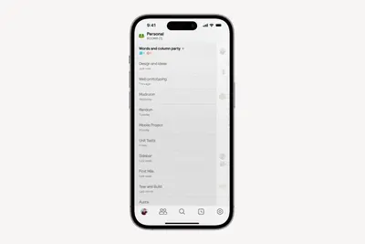 Muddy mobile rooms list showing personal channels and conversations – muddy