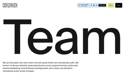 Team page opening on the word Team and a short introduction – oorzaken