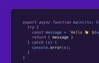 Router code editor with a TypeScript main function snippet – router