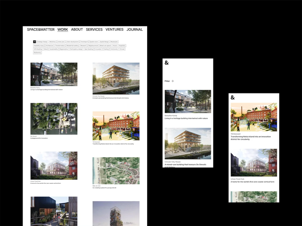 space-and-matter – Space&Matter work page showing a grid of architecture projects