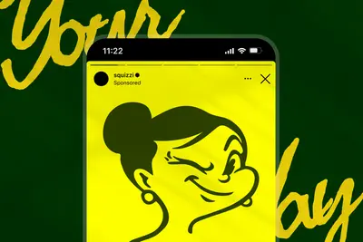 Squizzi Instagram sponsored story showing the Mrs Squizzi character – squizzi