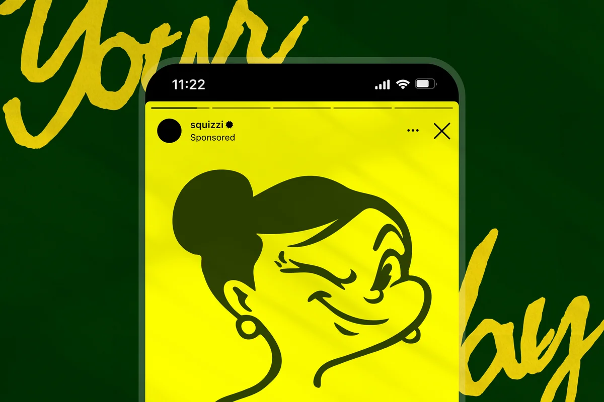 squizzi – Squizzi Instagram sponsored story showing the Mrs Squizzi character