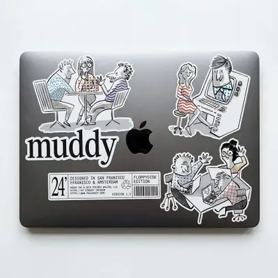 Muddy stickers on a macbook – muddy