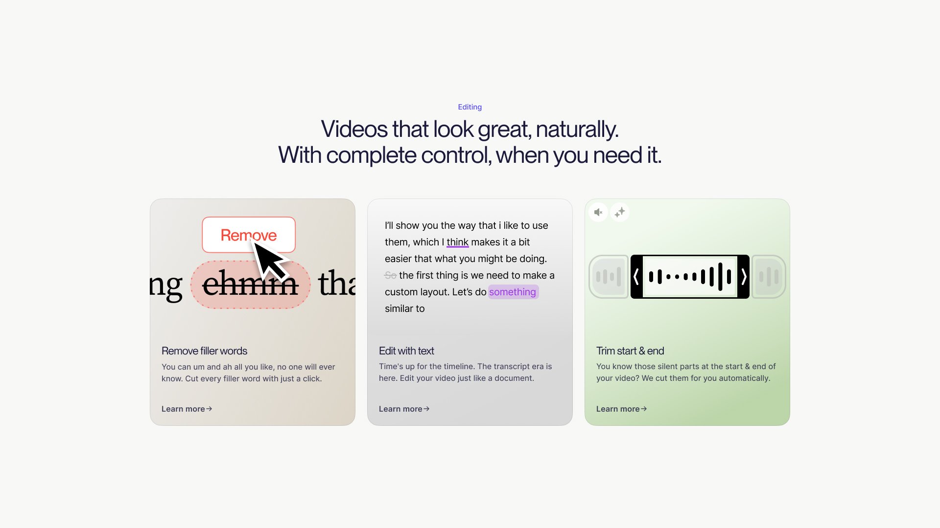 Tella editing features for removing filler words and trimming clips
