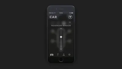 Volvo App passengers window control screen with a vertical slider – volvo